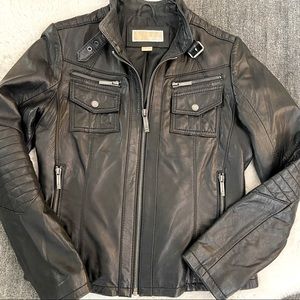 Genuine Michael Kors Black Leather Moto Jacket